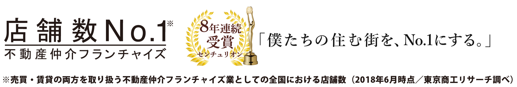 おかげ様で店舗数No.1　おもてなしNo.1宣言